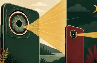 Dos teléfonos comparan una lente de apertura variable con otra fija