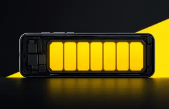 Teléfono genérico con una gran batería segmentada iluminada en su interior